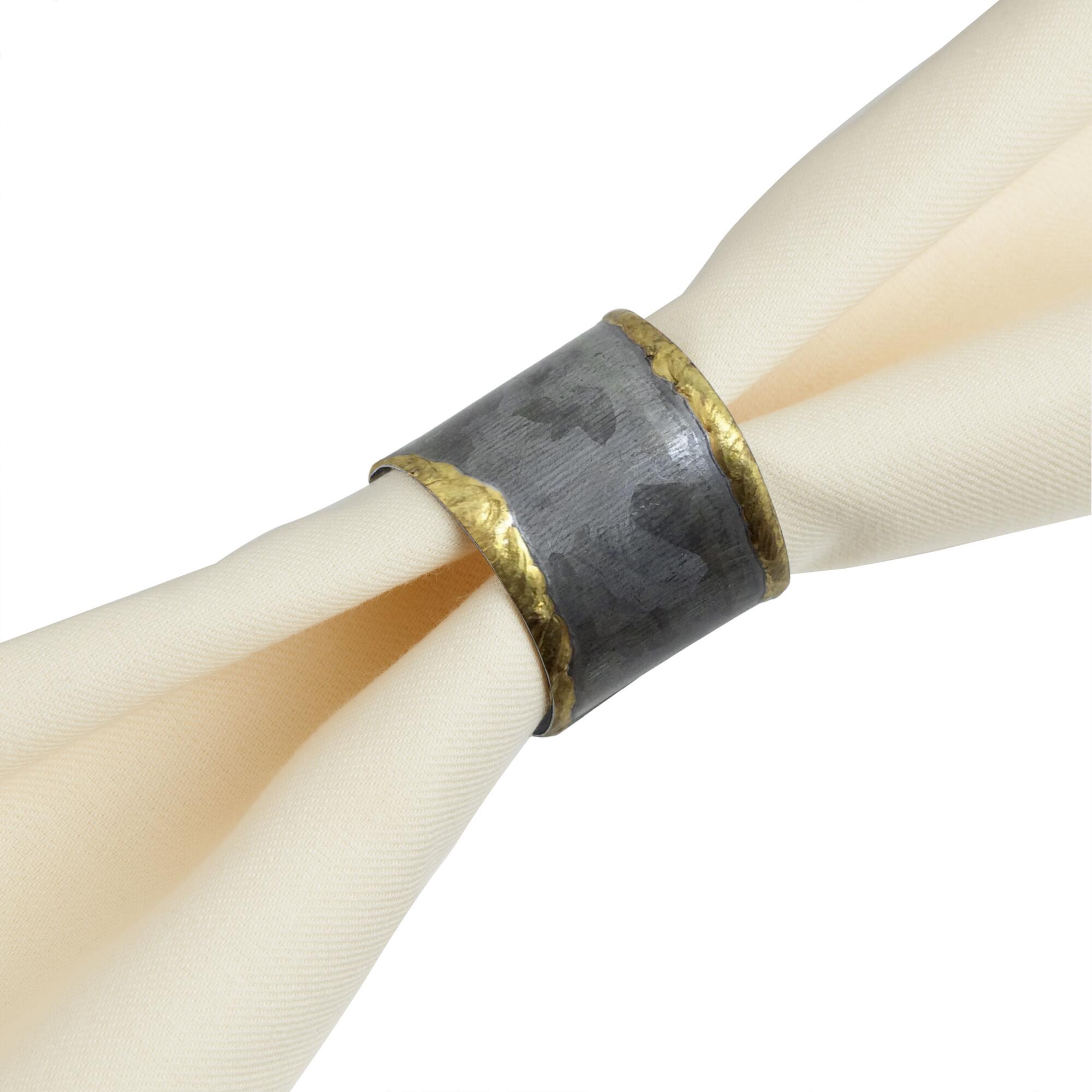 Gold Rim Metal Napkin Ring Set of 4: Metallic by World Market