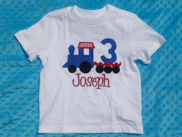 Personalized Birthday Train Applique Shirt Or Bodysuit Girl Boy