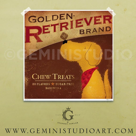 Golden Retriever Brand Dog Treats Illustration Giclee Print By Stephen Fowler