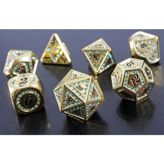 Bejeweled Treasure Metal Dnd Dice Set | Dungeons & Dragons 7 Rpg Polyhedral D20