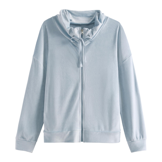 Light Blue Velour Cowl Neck Lounge Sweatshirt by World Market