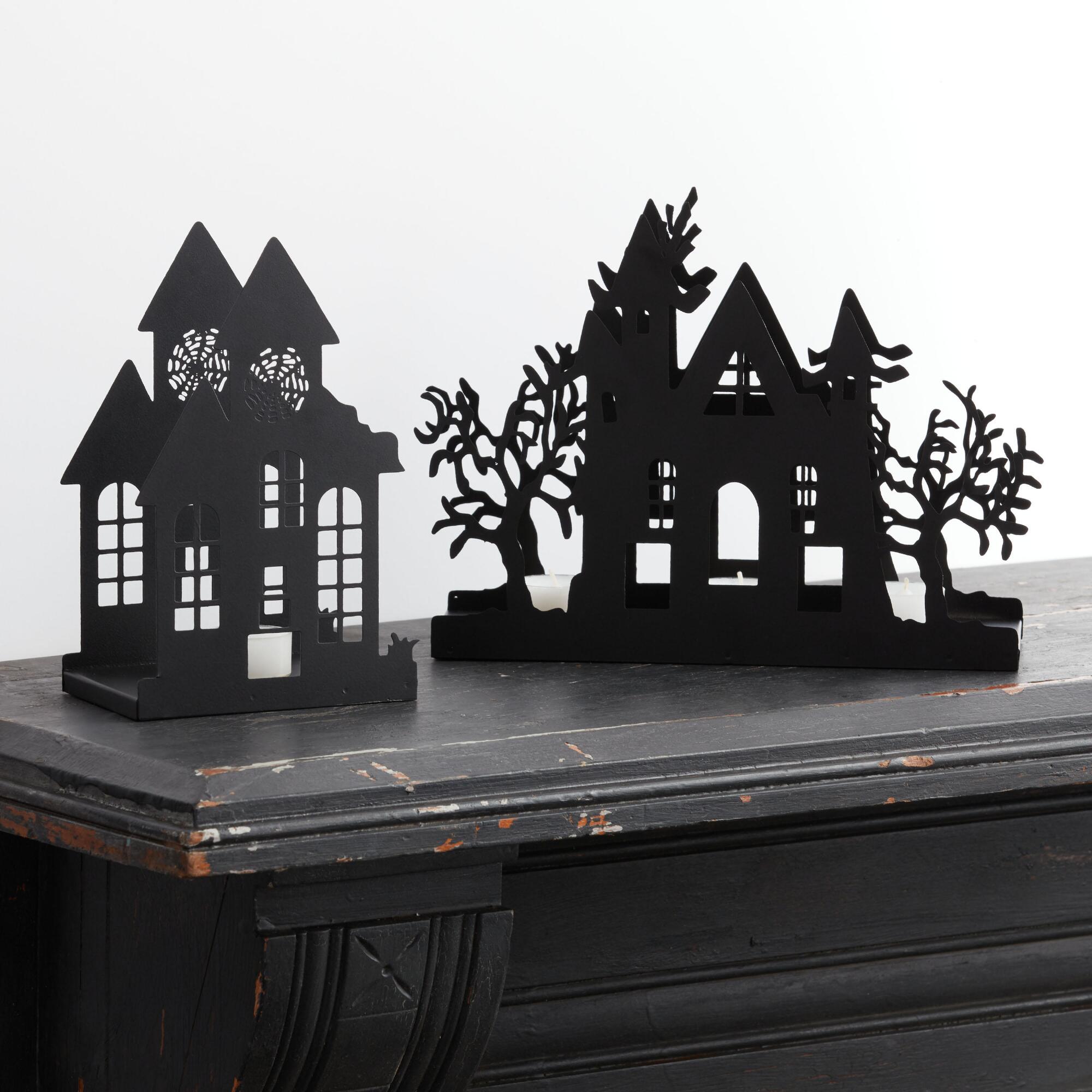 Black Metal Haunted House Tealight Luminary by World Market