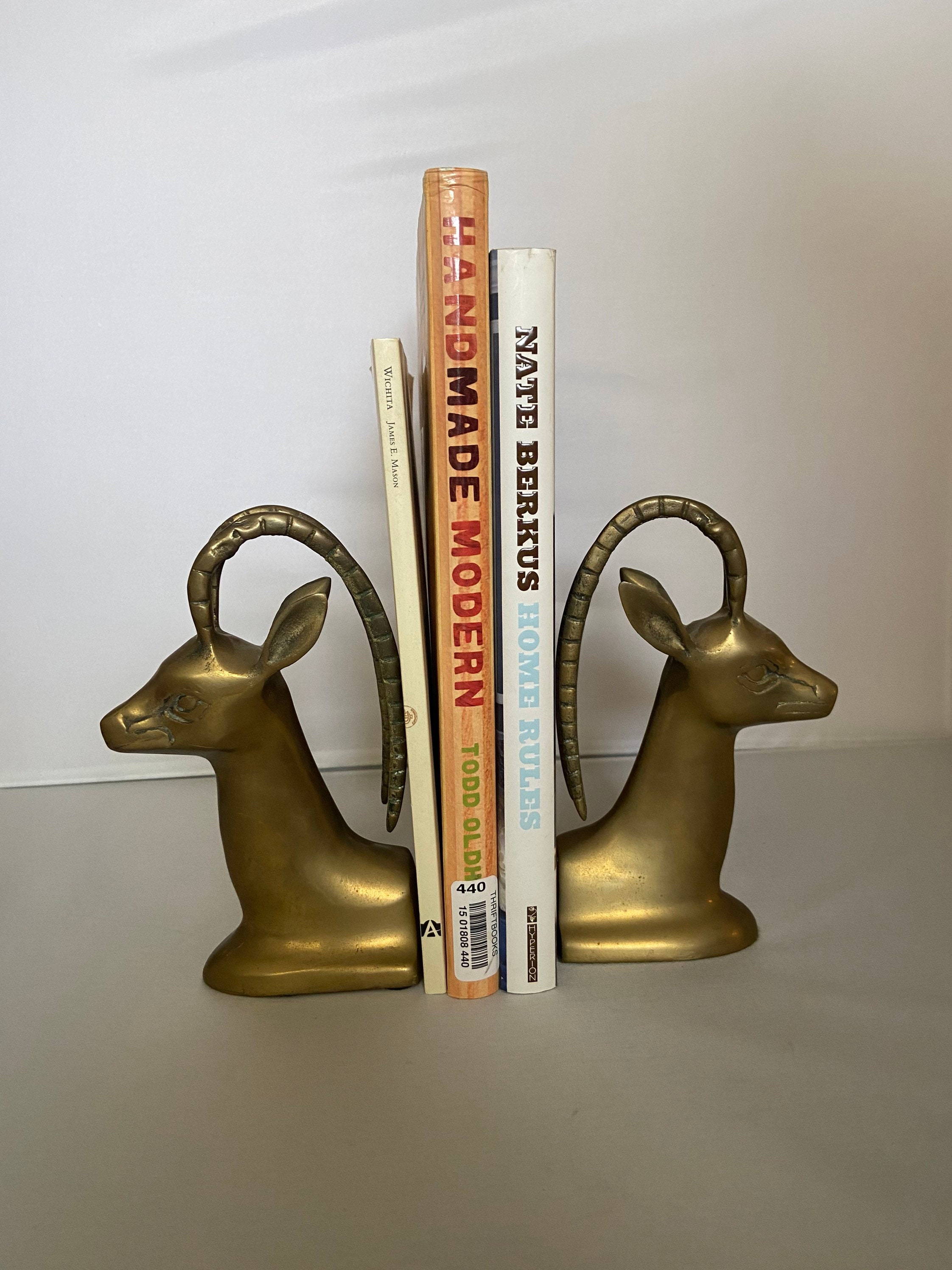 Pair Of Ram Solid Brass Bookends