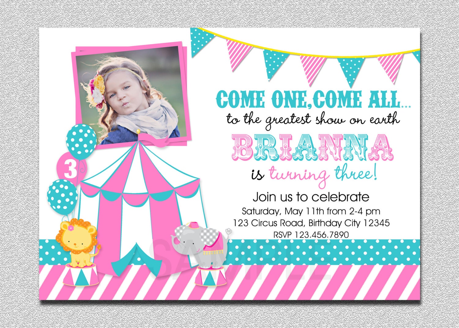 Carnival Birthday Invitation 1st Party