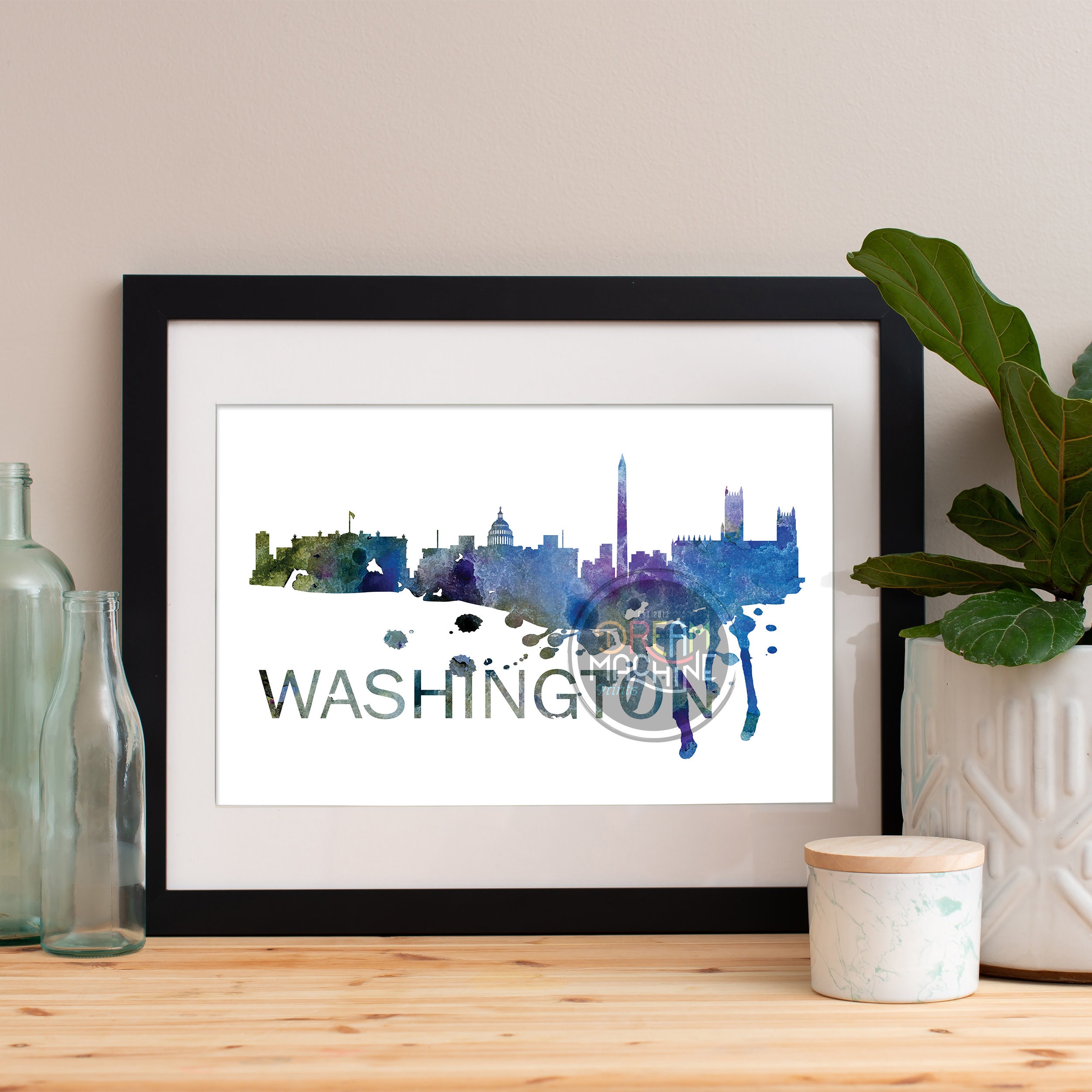 Washington Dc Art, Skyline, Map, Dc Skyline, Map Print