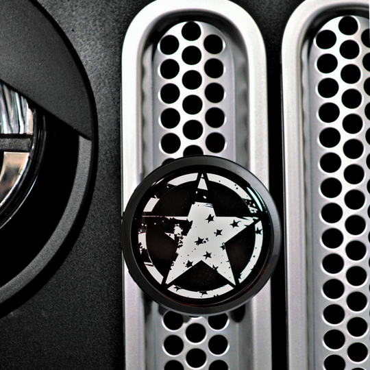 Aluminum 3.75" Grille Trail Badge Fits Select Jeep Wrangler 2007 - Present | See All Photos For Important Information Army Style Star