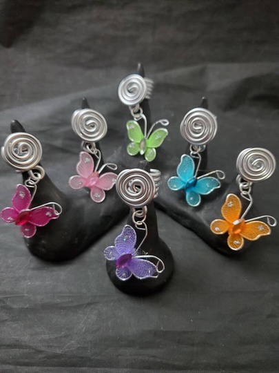Butterflies Loc Jewelry, Hair Dreadlock Cuff, Beads, Dread Coil, Braid Beads