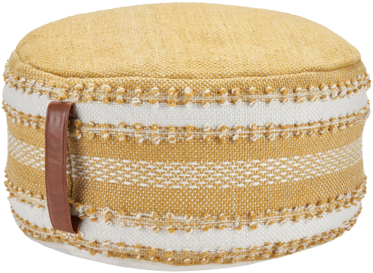 Mina Victory Casual Yellow Polyester/Polyester Blend Pouf Ottoman | 798019086176
