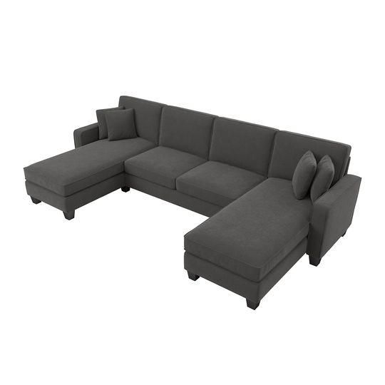 Bush Furniture Stockton Modern Charcoal Gray Herringbone Polyester/Blend Sectional | SNY130SCGH-03K