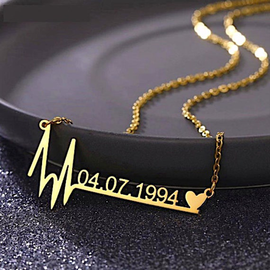 Personalized Heart Beat Necklace, Sterling Silver New Mom Gift, Valentines Day Gift For Her, Wedding Date Birthday Rhythm Necklace