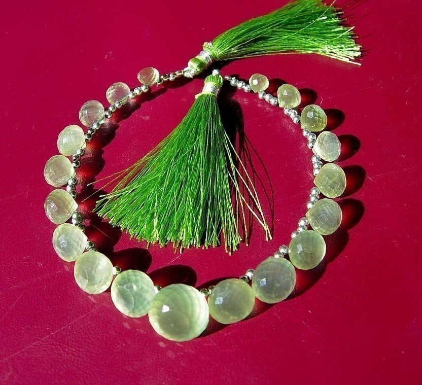 20Pcs 6-10mm Prehnite Micro Faceted Onion Briolettes - Semiprecious Gemstone Beads Jewelry Making Wire Wrapping Beading- Earrings Pair