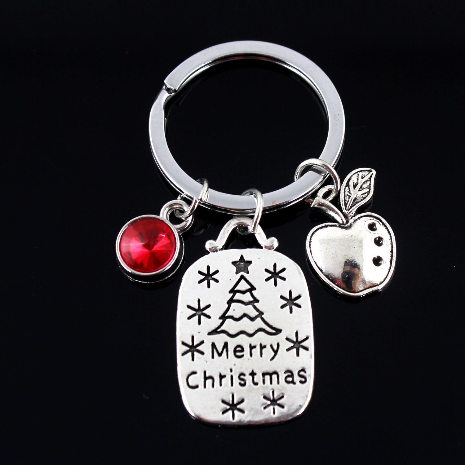 Merry Christmas Key Ring/ Keychain/Zipper Pull - Season Gift Lover Apple