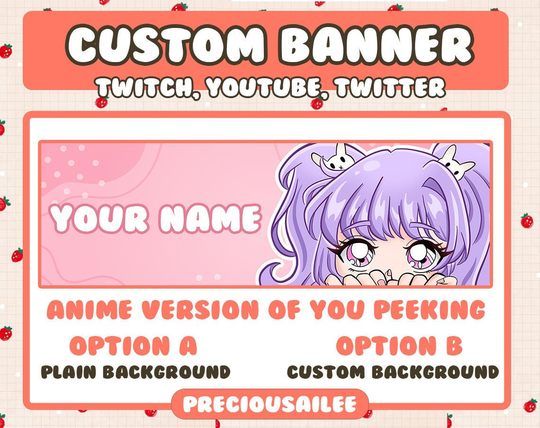 Custom Anime Banner For Twitch, Twitter Or Youtube [ Peeking Version ]