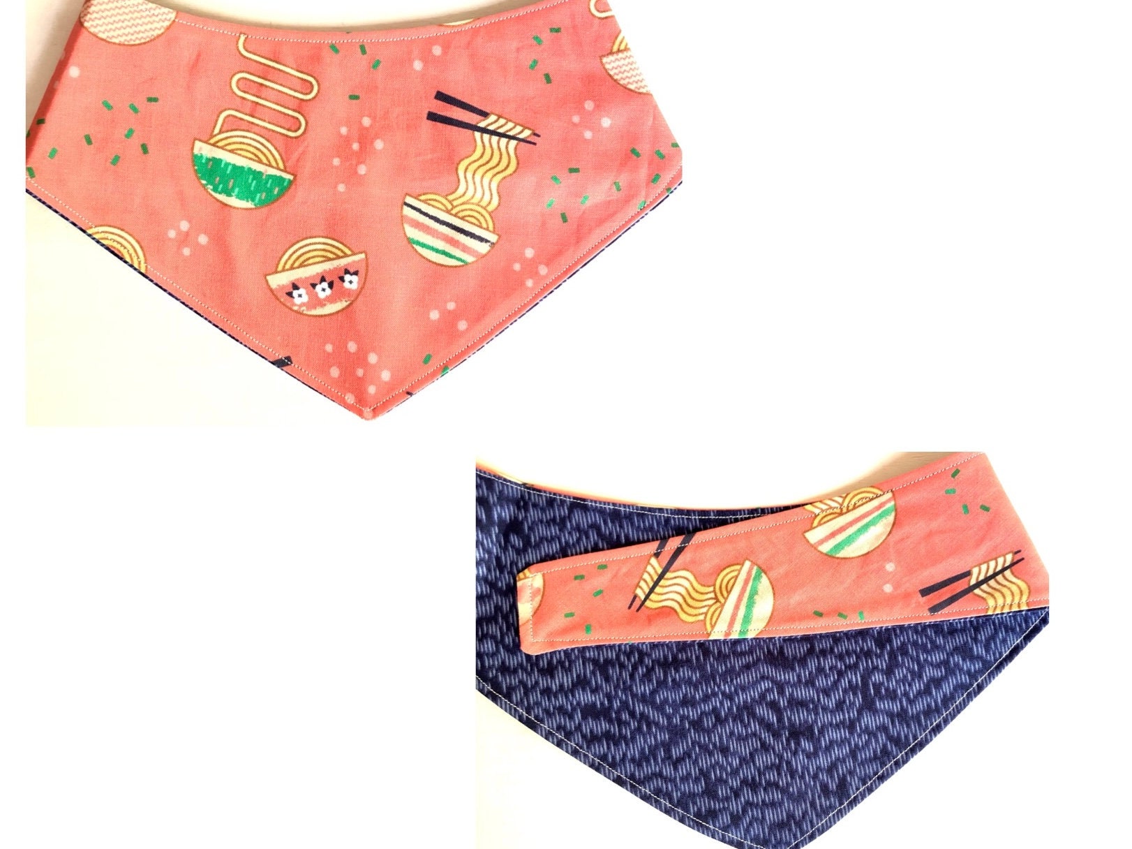 Ramen Dog Bandana Or Bow | Noodles Tie Pet Accessory Food Noodle Reversible