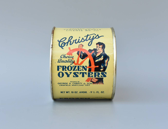 Christy's Oyster Tin Advertising Can From George A. Christy Crisfield Maryland Seafood - Frozen Oysters 10 Ounce