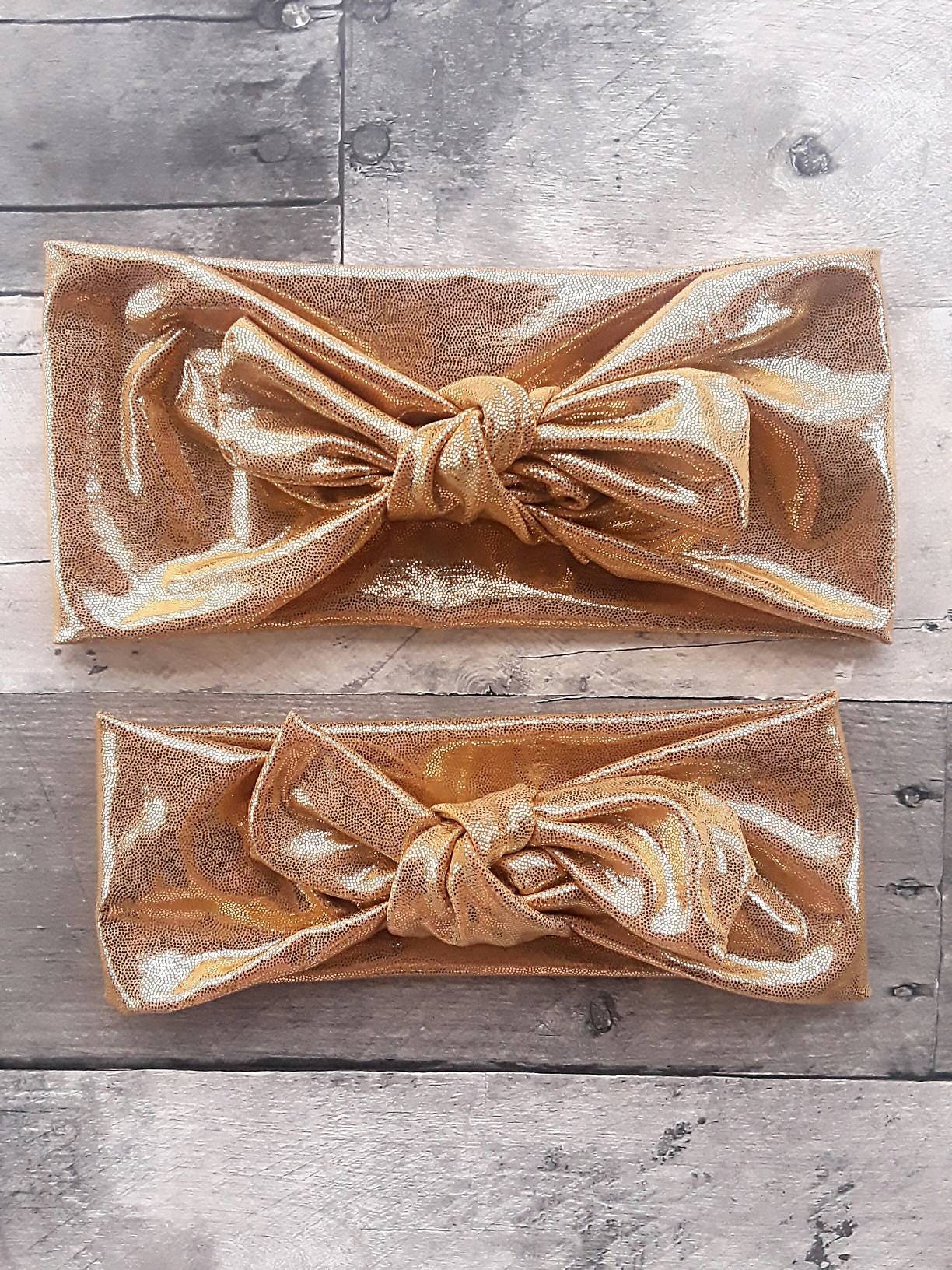Signature Knotted Headbands in Shimmery Gold For Mommy & Baby - Matching Me Headband Top Knot