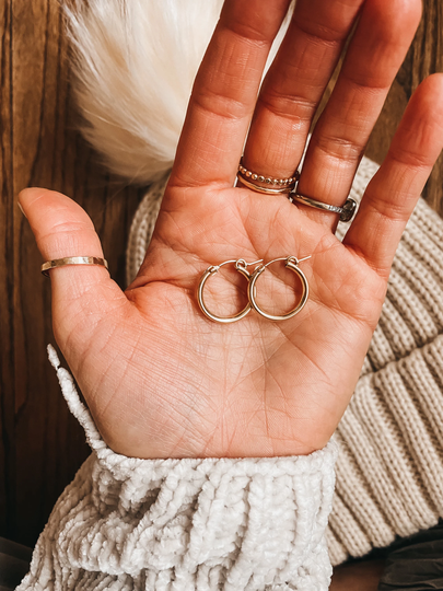 Lennon Hoops, Gold Filled Earrings