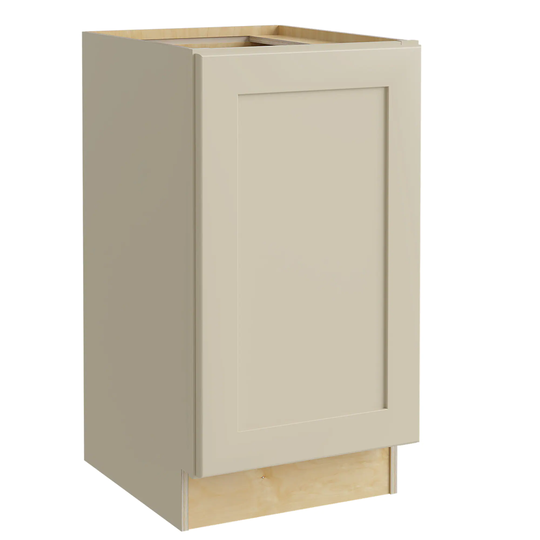 Luxxe Cabinetry Norfolk 18-in W x 34.5-in H x 24-in D Blended Cream Painted Door Base Fully Assembled Semi-custom Cabinet (Shaker Door Style)