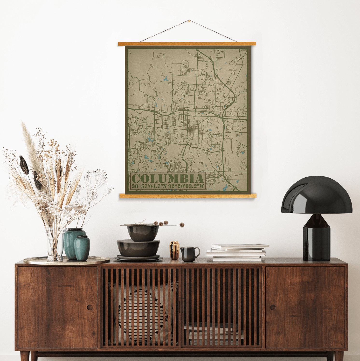 Columbia Missouri City Street Map | Hanging Canvas Of Printed Marketplace