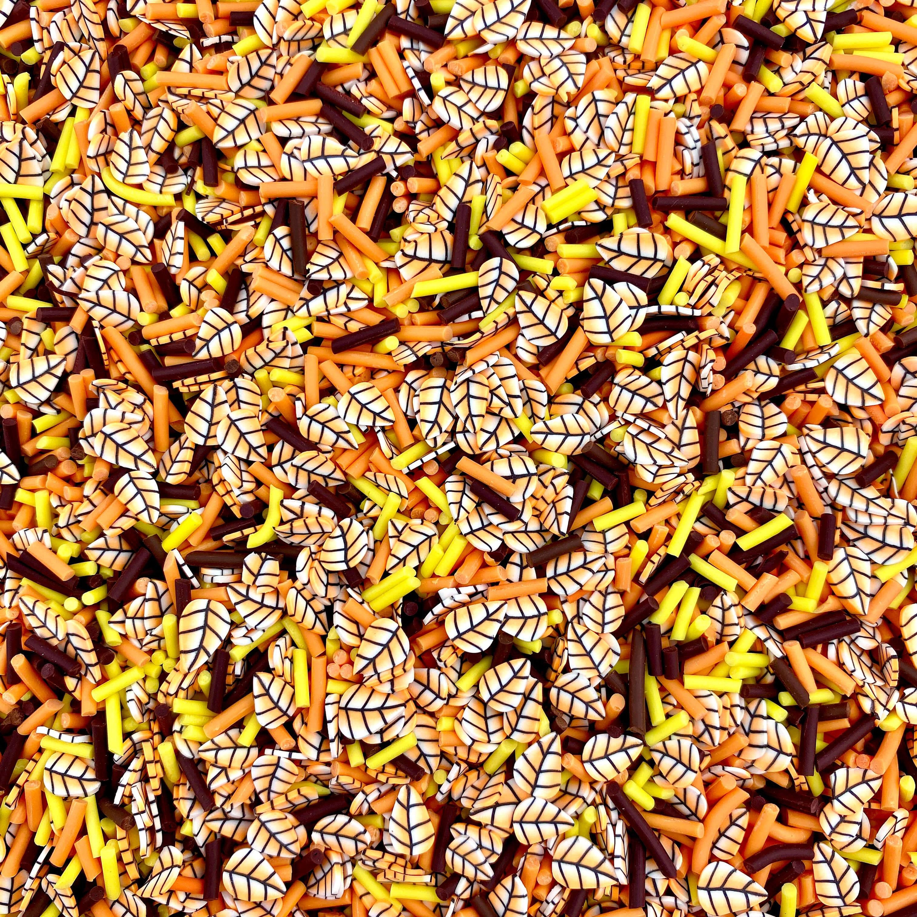 Autumn Fall Leaves Faux Sprinkle Blend - Fimo Sprinkles Thanksgiving Themed Party 25 Grams