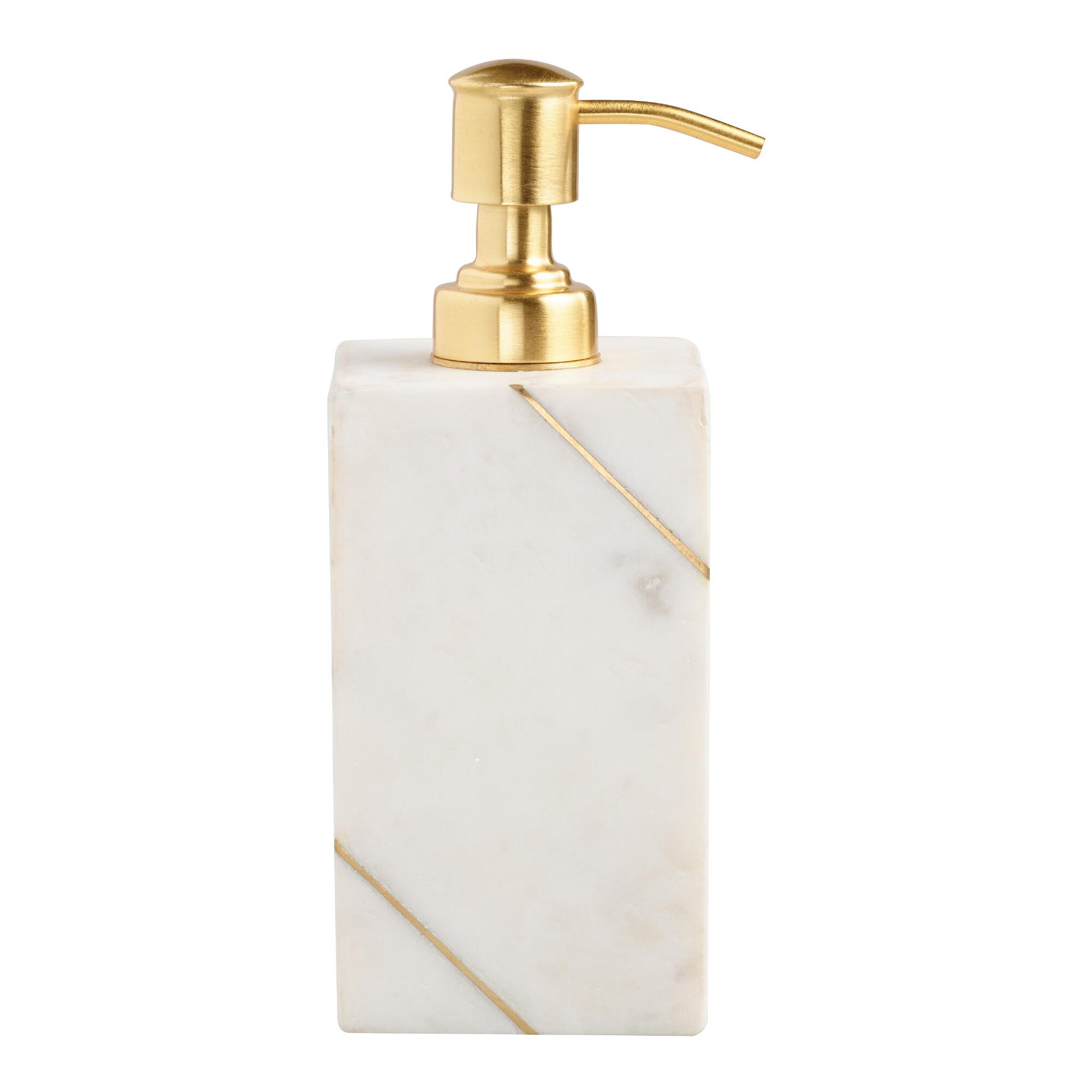 White Marble And Gold Liquid Soap Dispenser by World Market