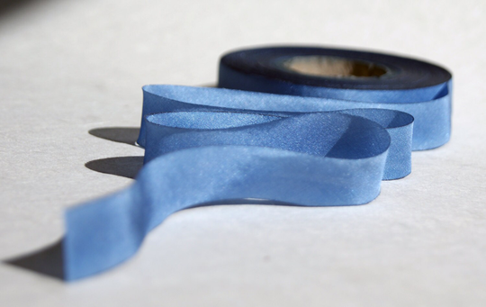 Hand Dyed Silk Ribbon - Denim Blue Blend 084 3 Yards Bias Cut Length Five Widths 1/2", 5/8", 1", 1.5", 2.5"