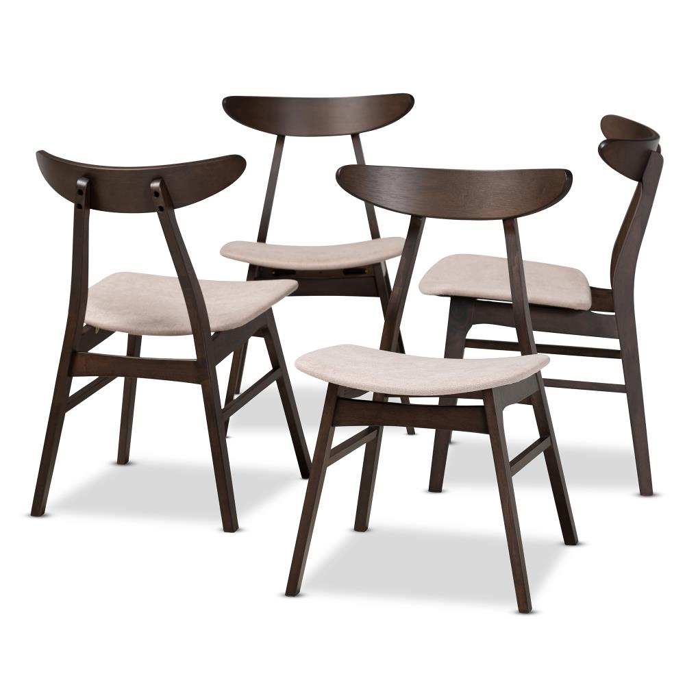 Baxton Studio Set of 4 Britte Contemporary/Modern Polyester/Polyester Blend Upholstered Dining Side Chair (Wood Frame) in Off-White | 161-4PC-10465-LW