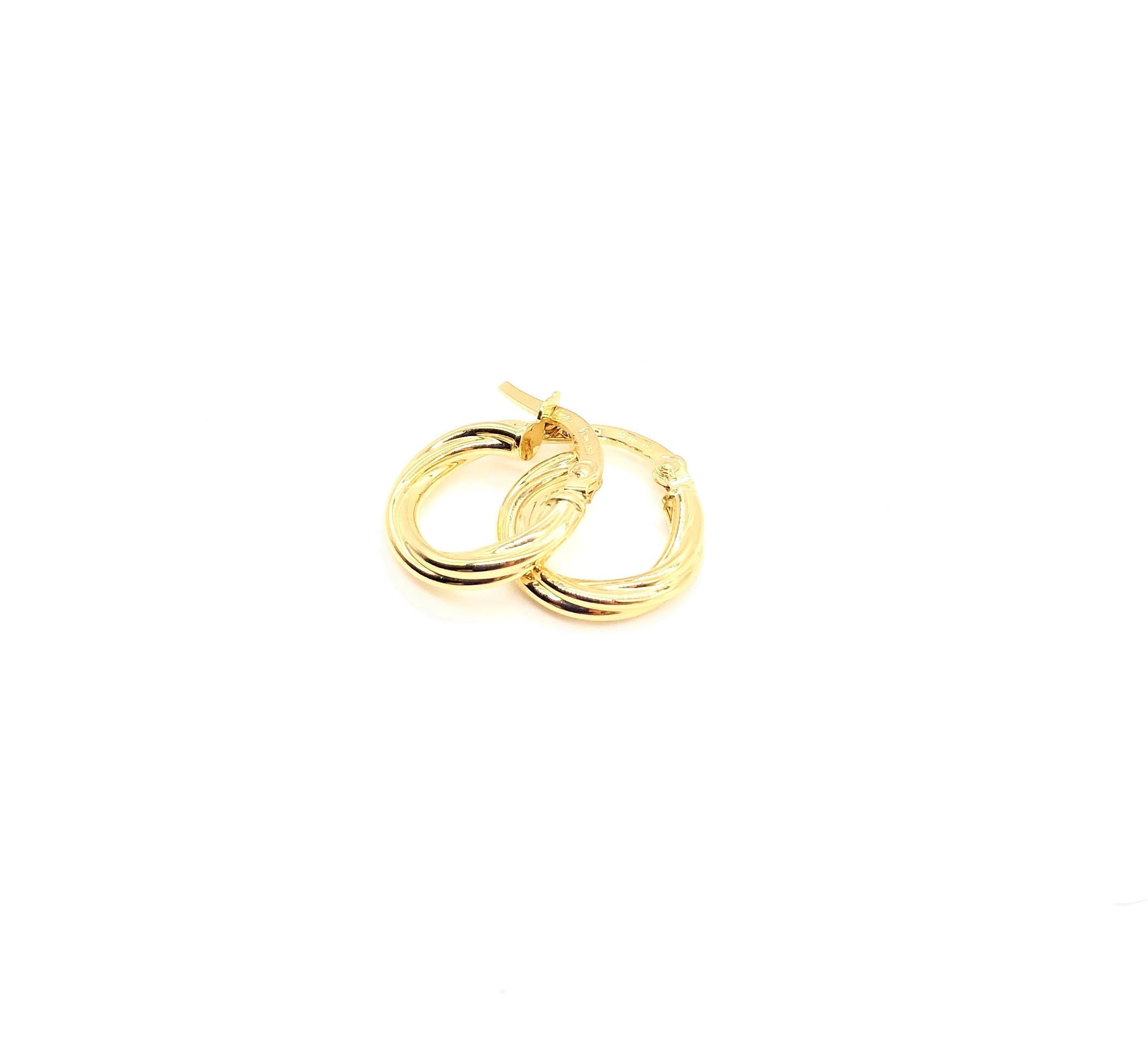 18K Yellow Gold Twisted Hoop Earrings Hoops Light For Everyday Use Classic Thin Gift For Her Made in Italy