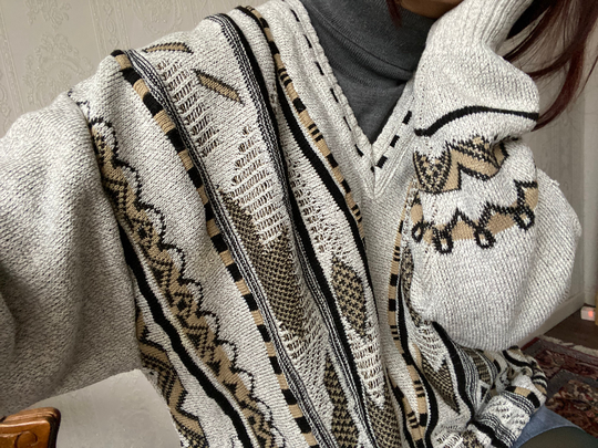 Vintage Unisex V Cotton Blend Long Sleeve Jumper/ Pullover/Sweater/ Top/ Tall M - Xxl