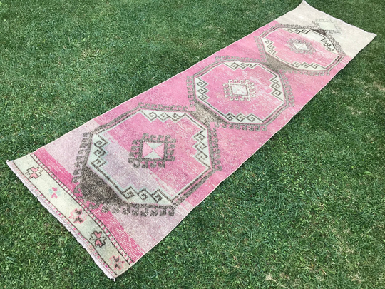 Turkish Runner Rug, Hallway Handmade Rug.2'8"x10'9".kitchen Rug Runner, Bohemian Distrresed Rug