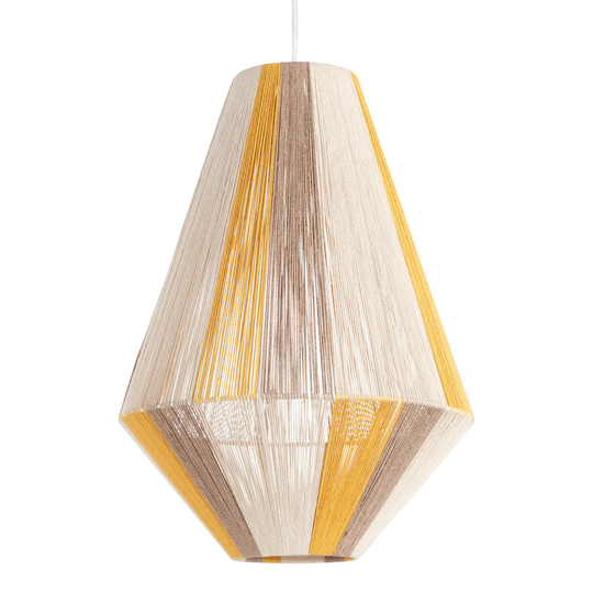 Yellow and Natural Rope Teardrop Erin Pendant Shade: Brown/White/Yellow by World Market