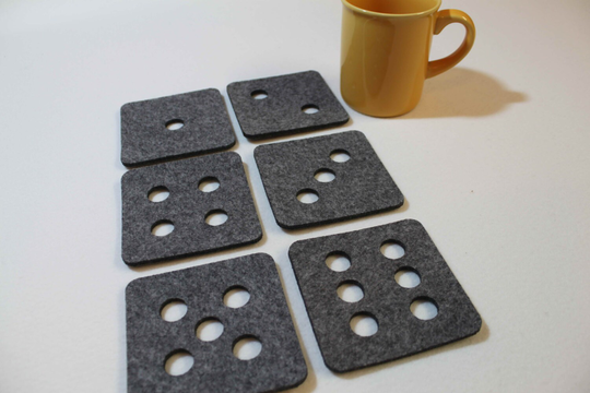 Felt Coaster Square Dice Designs Set Of 6 Pieces 4 Mm