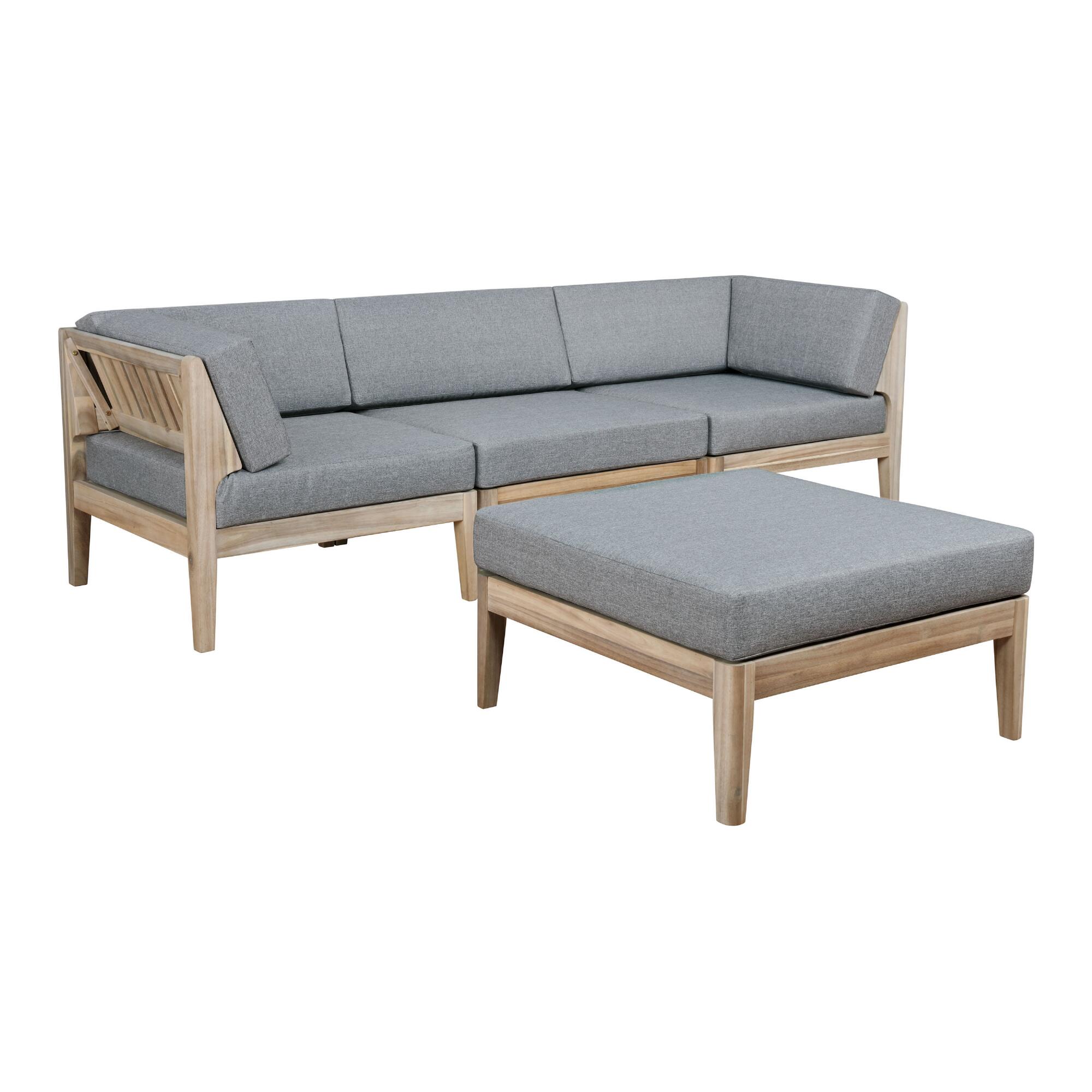 Natural Acacia Jorna Modular Outdoor Patio Sectional Collection by World Market