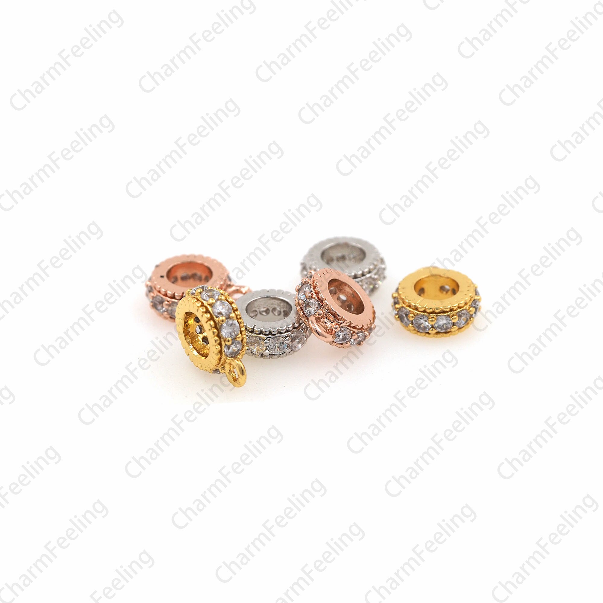 Cz Holder Charmsgold Beadsmicro Pave Charms Holder Connector Rings 11.23.8mm Hole 4.7mm 1Pcs