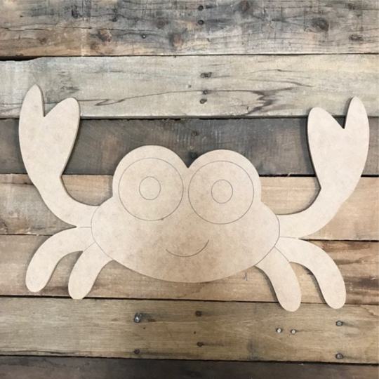 Crab With Guide Lines Cutout, Crustacean Pincher Claws Seafood Unfinished Craft, Paint By Line, Engraved Diy Art Craft Shape