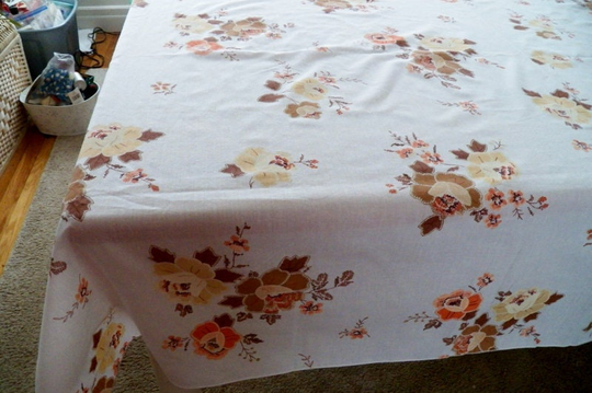 Vintage 1960's Cotton Blend Tablecloth 68" X 54" Excellent Condition Mid Century Decor