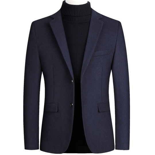 High Quality Men's Wool Suit Coat Wool Blends Casual Blazers Men Suit Top Male Solid Business Casual Mens Coats and Jackets - navy, xxxl - navy blue