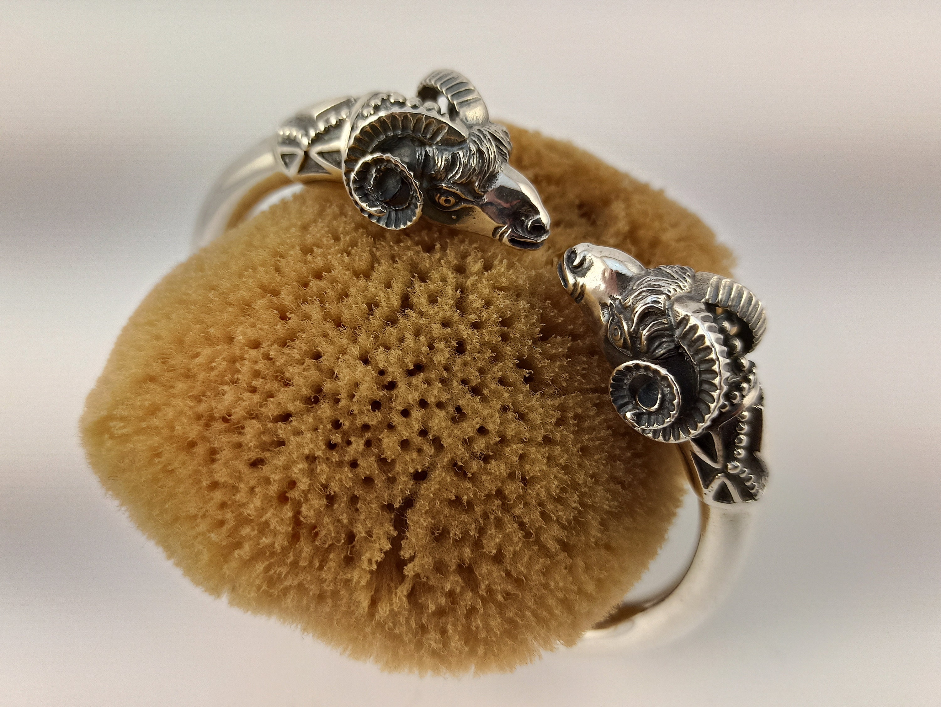 Ram Head Bracelet in Sterling Silver 925, Sterling , With Ram Heads