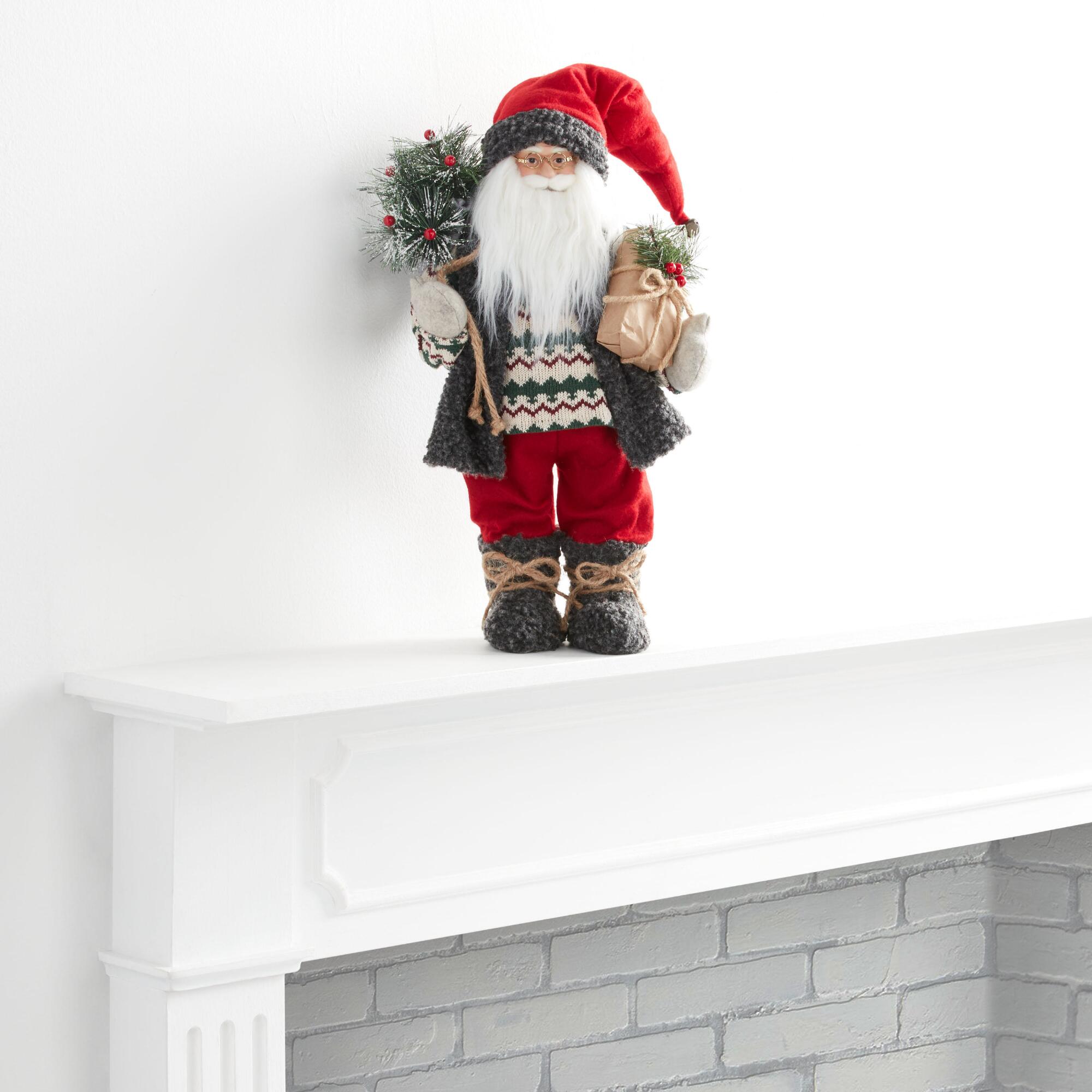Pier Place Woodland Santa Decor: Multi - Fabric by World Market