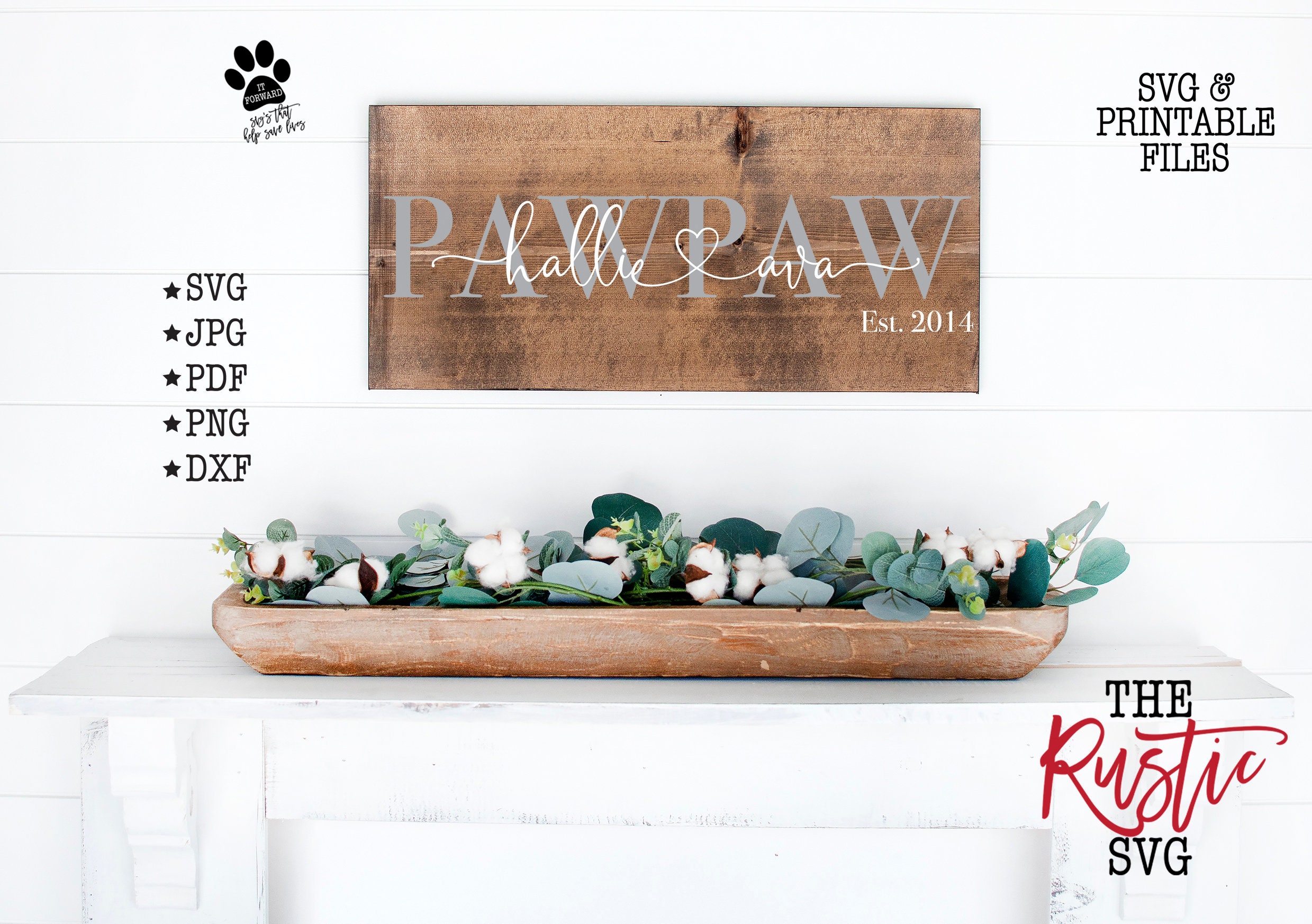 Pawpaw Sign, Father's Day Gift, Personalized Custom Svg, Kids Names Svg, Cricut, Silhouette, 027