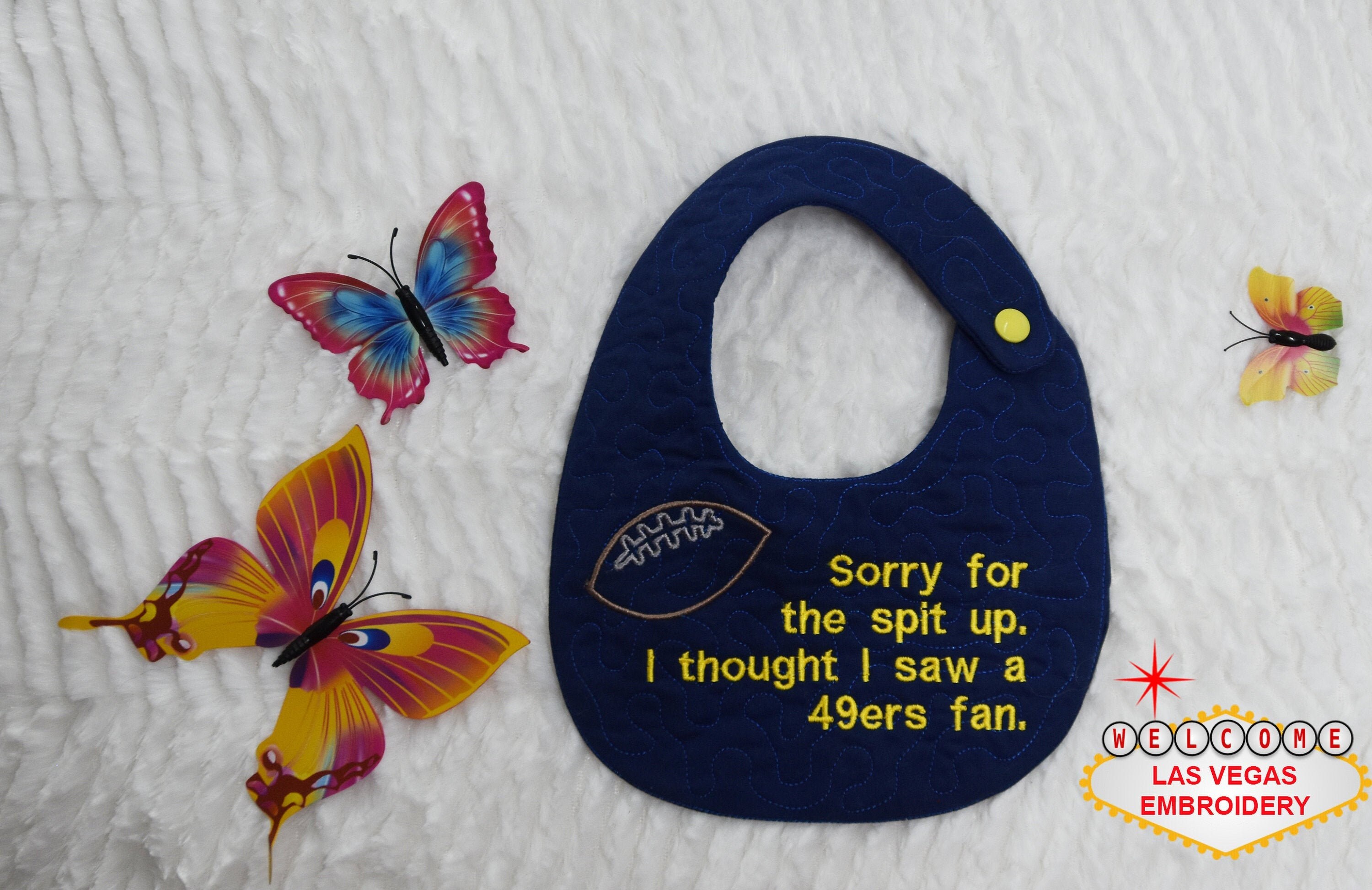 Baby Bib For Los Angeles Rams Fans, Drool Bib Funny Baby Shower Gift , New Football, Present. Photo Prop