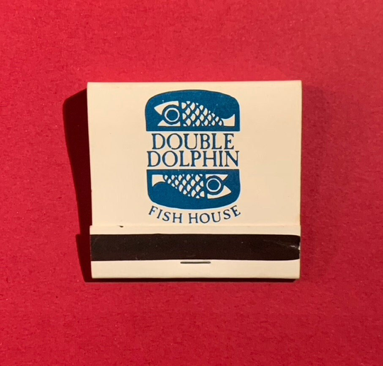 Vintage Matchbook, Double Dolphin, Fish House, Restaurant, New York City, Front Strike, Missing 1 Match Stick, Free Ship in Usa