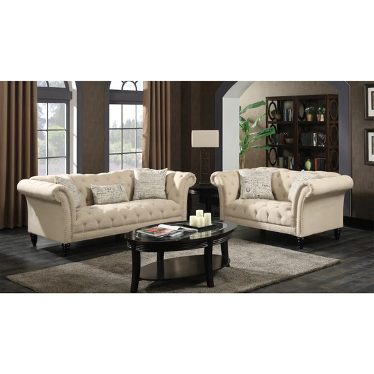 Picket House Furnishings Twine Glam Natural Polyester/Blend Sofa in Off-White | UTW082SL2PC