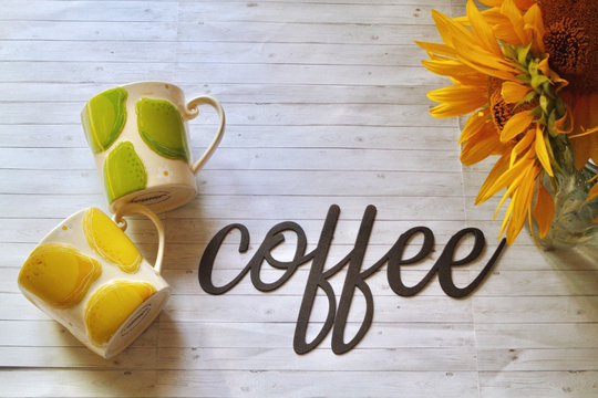 Coffee Sign, Coffee #1 Metal Word Art Home Decor