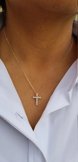 Diamond Cross Necklace, Cross Pendant in 14K Gold, Cross Necklace With Diamonds, Diamond Religious Necklace, Diamond Christian Necklace, Baptism