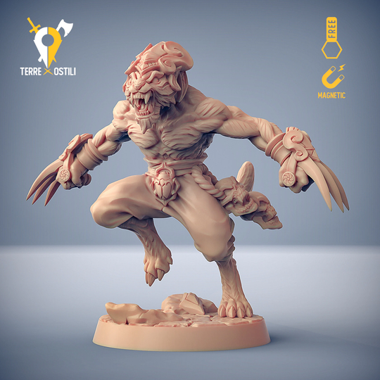 Rakshasa Catfolk Shaman Barbarian Tiger Man Miniature 3D Compatible With Dungeons & Dragons, Dnd, Pathfinder Other Rpg Tabletop Game