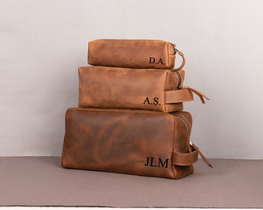 Personalized Leather Dopp Kit Bag, Christmas Gifts For Him, Men, Dad, Husband, Brother, Grandpa, Uncle, Boyfriend, Step Best Friend