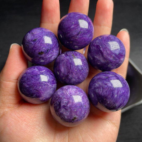 High Quality One Pcs 25mm Natural Purple Charoite Sphere Gemstone