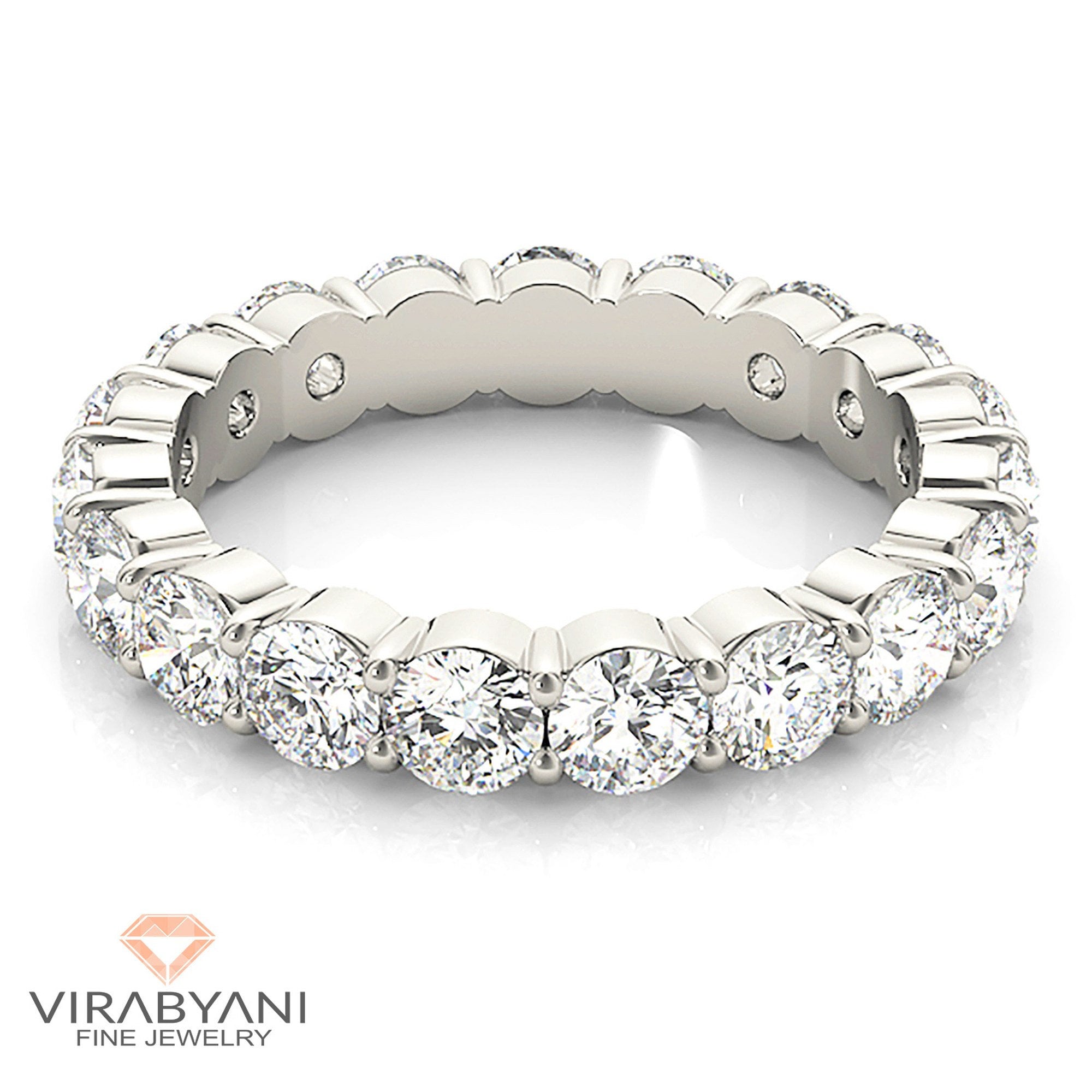 4.00 Ct. Diamond Eternity Band - 14K/18K Solid White, Yellow, Rose Gold Or Platinum | Prong Set Classic Ring