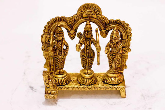 Ram Darbar Idol, Rama Lord Darbar Idol Rama & Sita, 5.5" Inch Vintage Statue For Temple